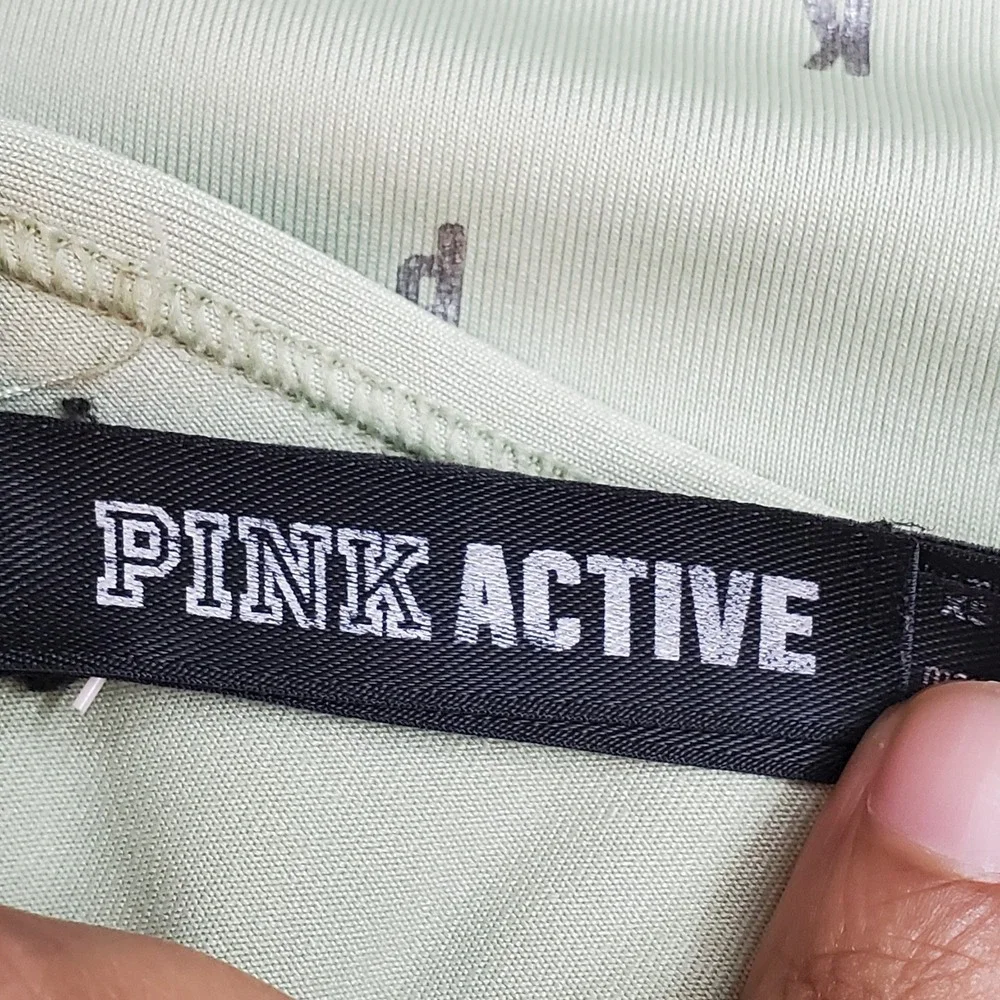 PINK Women Sports Bra XS Green AOP Ultimate Lightly Lined Wireless